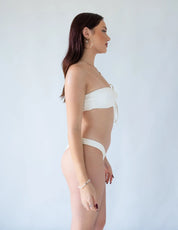 Coastal Glow Bandeau Bikini Top – Ivory (Reversible) - Barmelle