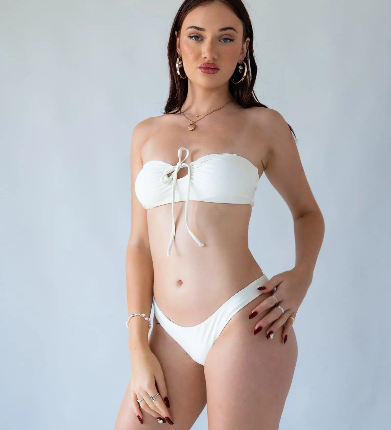 Coastal Glow Bandeau Bikini Top – Ivory (Reversible) - Barmelle