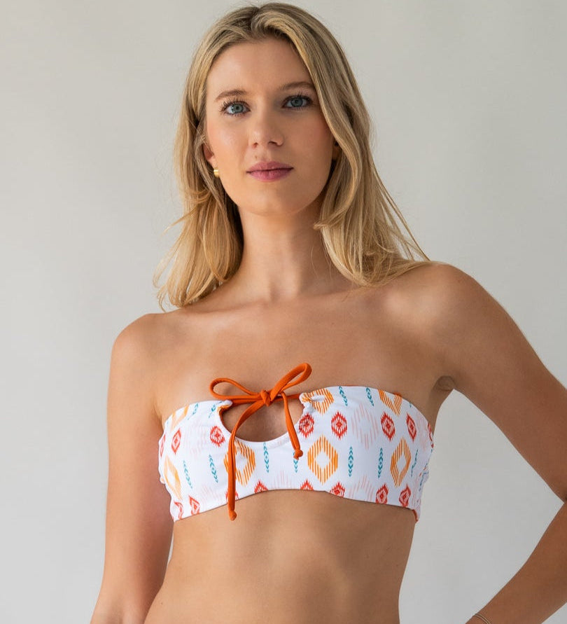 Coastal Glow Bandeau Bikini Top – Orange (Reversible) Babe Mode Boutique
