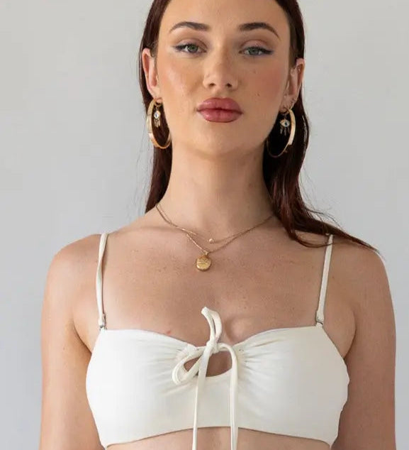 Coastal Glow Bandeau Bikini Top – Ivory (Reversible) Babe Mode Boutique
