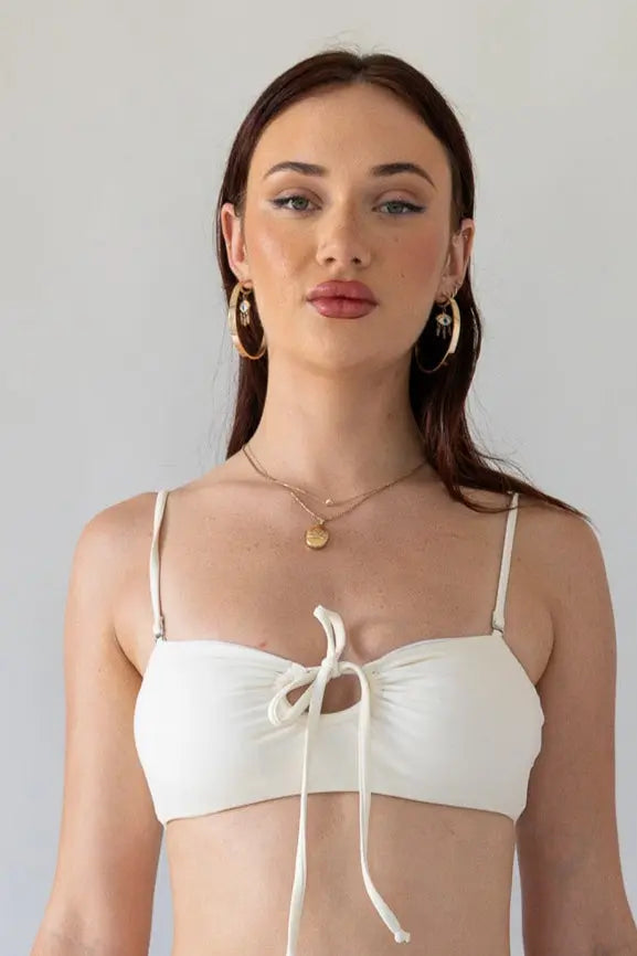 Coastal Glow Bandeau Bikini Top – Ivory (Reversible) Babe Mode Boutique