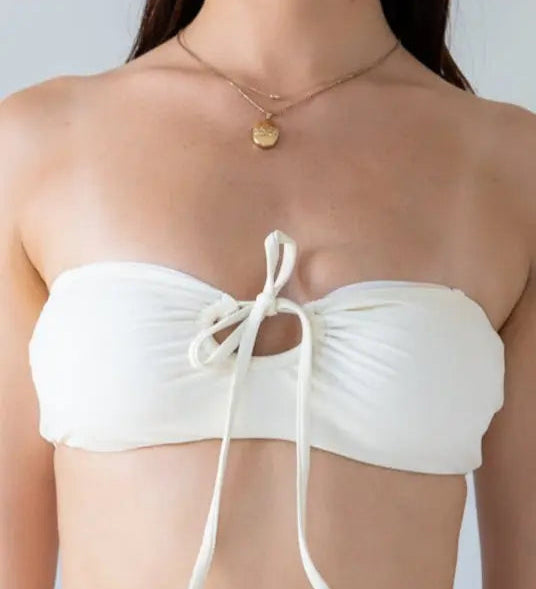 Coastal Glow Bandeau Bikini Top – Ivory (Reversible) Babe Mode Boutique