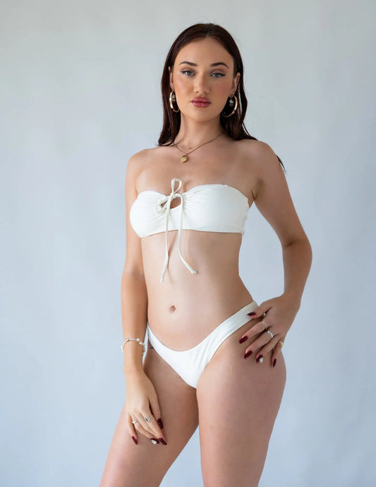 Coastal Glow Bandeau Bikini Top – Ivory (Reversible) - Barmelle