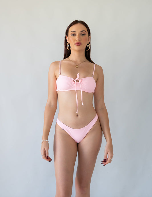 Coastal Glow High - Cut Bikini Bottoms – Pink (Reversible) - Barmelle